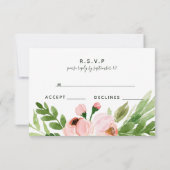 Carte de réponse florale aquarelle rose (Dos)
