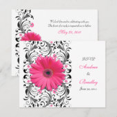 Carte de réponse florale au Gérbera rose (Devant / Derrière)