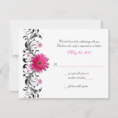 Carte de réponse florale avec gerbera rose pour RS (Dos)