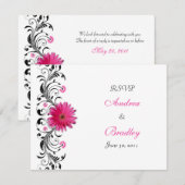 Carte de réponse florale avec gerbera rose pour RS (Devant / Derrière)