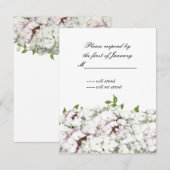 Carte de réponse florale blanche et rose délicate (Devant / Derrière)