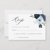 carte de réponse florale bleu clair et marine (Devant)