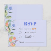 Carte de réponse florale bleu pervenche 8,9 cm x 1 (Devant / Derrière)