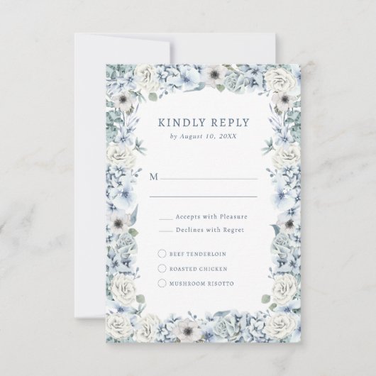 Carte de réponse florale bleue (Devant)