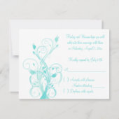 Carte de réponse florale bleue aqua et blanche (Dos)