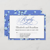 Carte de réponse florale bleue de pervenche (Devant / Derrière)