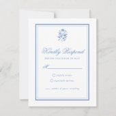 Carte de réponse florale bleue élégante (Devant)