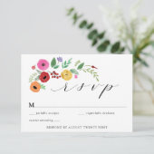 Carte de réponse florale bohème couleur à insérer (Debout devant)