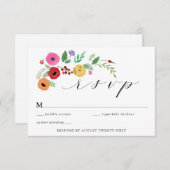 Carte de réponse florale bohème couleur à insérer (Devant / Derrière)