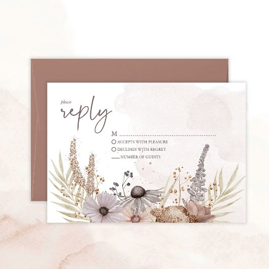 Carte de réponse florale Boho