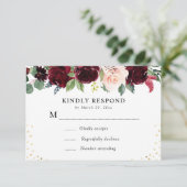 carte de réponse florale bordeaux marine (Debout devant)