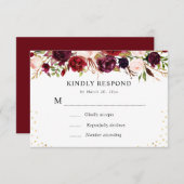 carte de réponse florale burgundy (Devant / Derrière)