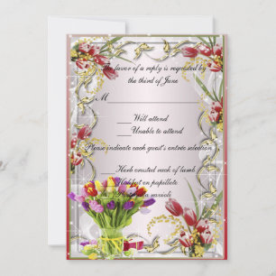 Carte de réponse florale de tulipes colorées