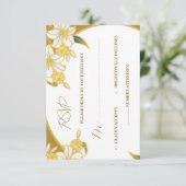 Carte de réponse florale dorée élégante – Mariage (Debout devant)