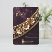 Carte de réponse florale dorée ornée (Debout devant)