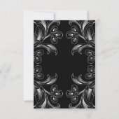 Carte de réponse florale élégante noir et blanc RS (Dos)