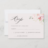 carte de réponse florale gris et rose gold (Devant)