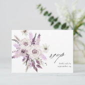 Carte de réponse florale lavande violette avec rep (Debout devant)
