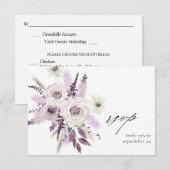 Carte de réponse florale lavande violette avec rep (Devant / Derrière)