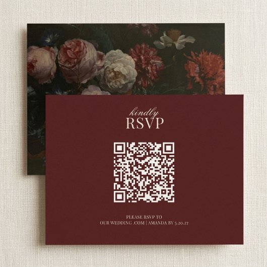 Carte de réponse florale lunatique Code QR