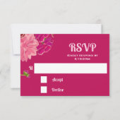 Carte de réponse florale magenta (Devant)