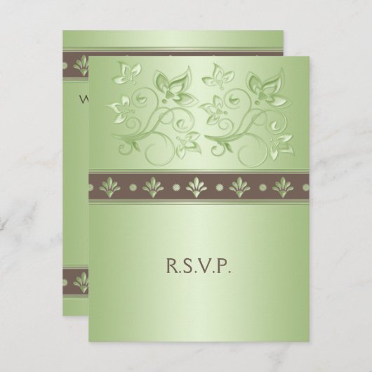 Carte de réponse florale Mocha et Mint (Devant / Derrière)