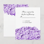 Carte de réponse florale monochromatique violette (Devant / Derrière)