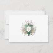 Carte de réponse Florale Monogramme Couronne de ma (Dos)