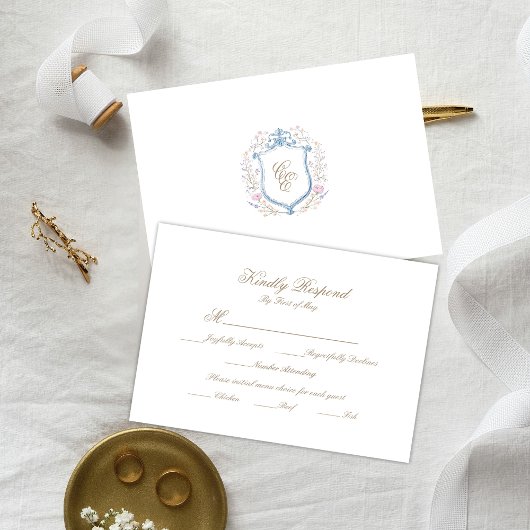 Carte de réponse Florale Monogramme de mariage
