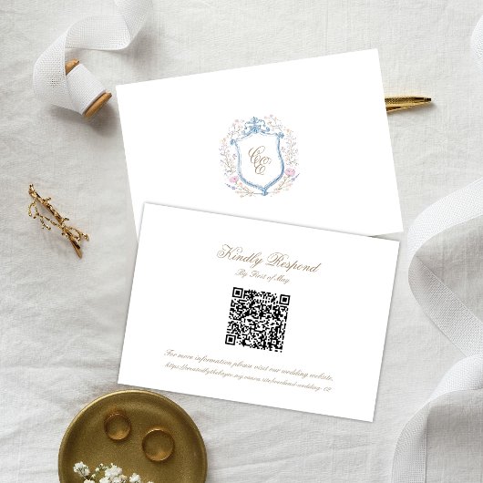 Carte de réponse Florale Monogramme de mariage