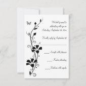 Carte de réponse florale noire et blanche avec pap (Dos)