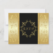Carte de réponse florale noire et or (Devant)
