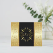 Carte de réponse florale noire et or (Debout devant)