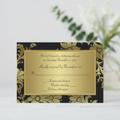 Carte de réponse florale noire et or pour le 50e a (Debout devant)