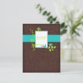 Carte de réponse florale oiseaux turquoise vert ma (Debout devant)