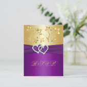 Carte de réponse florale or et violet (Debout devant)