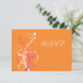 Carte de réponse florale orange rose blanc (Debout devant)