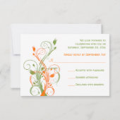 Carte de réponse florale orange, verte et blanche  (Dos)