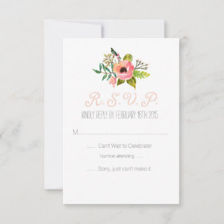 Carte de réponse florale peinte à l'aquarelle