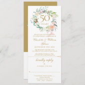 Carte de réponse florale pour les 50 ans de mariag (Devant / Derrière)