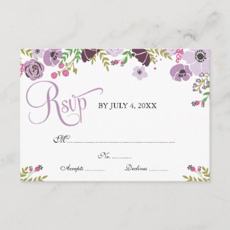 Carte de réponse florale | Pourpre
