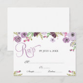 Carte de réponse florale | Pourpre (Devant / Derrière)