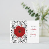 Carte de réponse florale Red Gerbera Daisy (Debout devant)