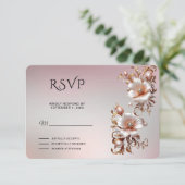 Carte de réponse florale rose décorative (Debout devant)