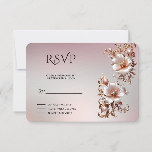 Carte de réponse florale rose décorative (Devant)