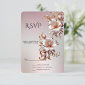 Carte de réponse florale rose décorative (Debout devant)