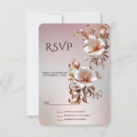 Carte de réponse florale rose décorative (Devant)