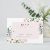 Carte de réponse florale rose élégante (Debout devant)