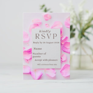 Carte de réponse florale rose élégante Pétales d