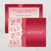 Carte de réponse florale rose et ivoire à la pastè (Devant / Derrière)